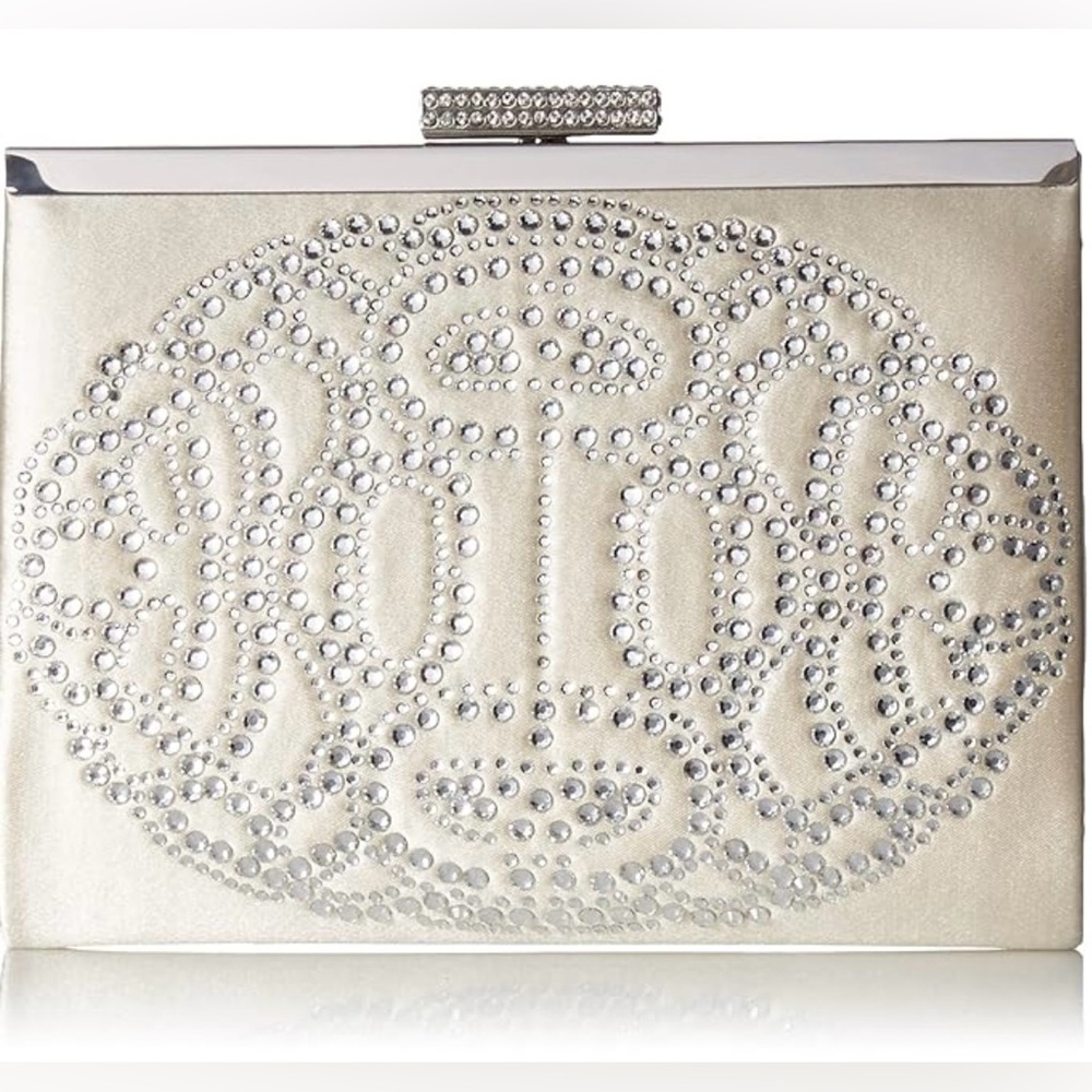 Badgley Mischka Alice, Ivory silk and crystal purse
